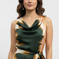 Asymmetric Cowl Neck Dress - Multi | Polyester