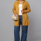 Hooded Embellished Longline Cardigan - Ocher