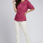 Floral Printed Round Neck Top – Maroon | Viscose Blend