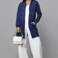 Hooded Embellished Longline Cardigan - Blue