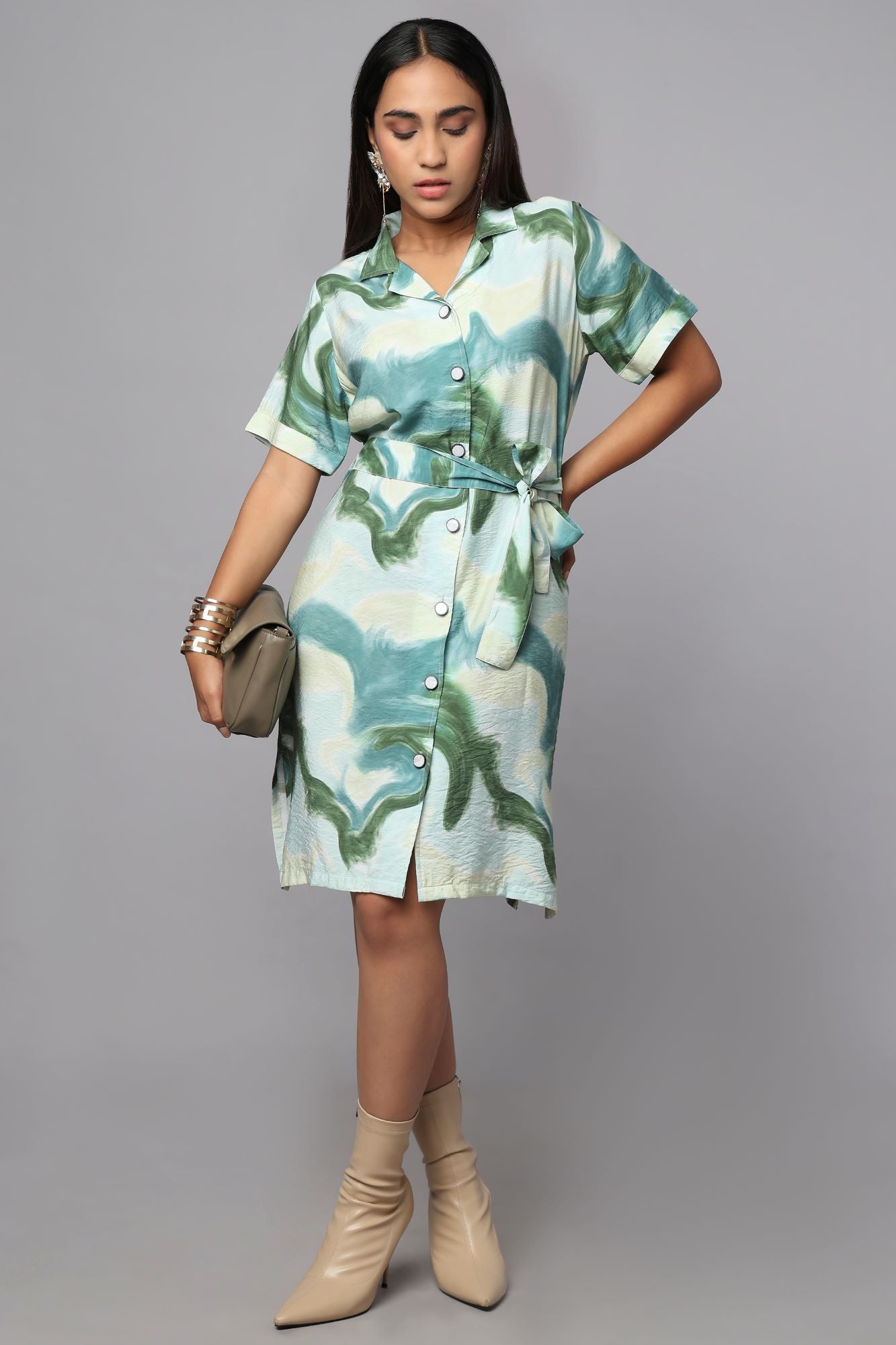 Dreamwave Crinkle Shirt Dress