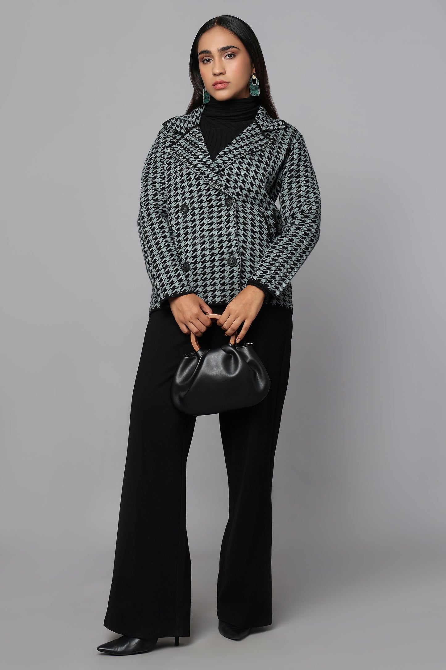 Houndstooth Heritage Green Knit Jacket