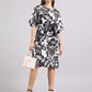 Black & White Floral Tie-Up Dress