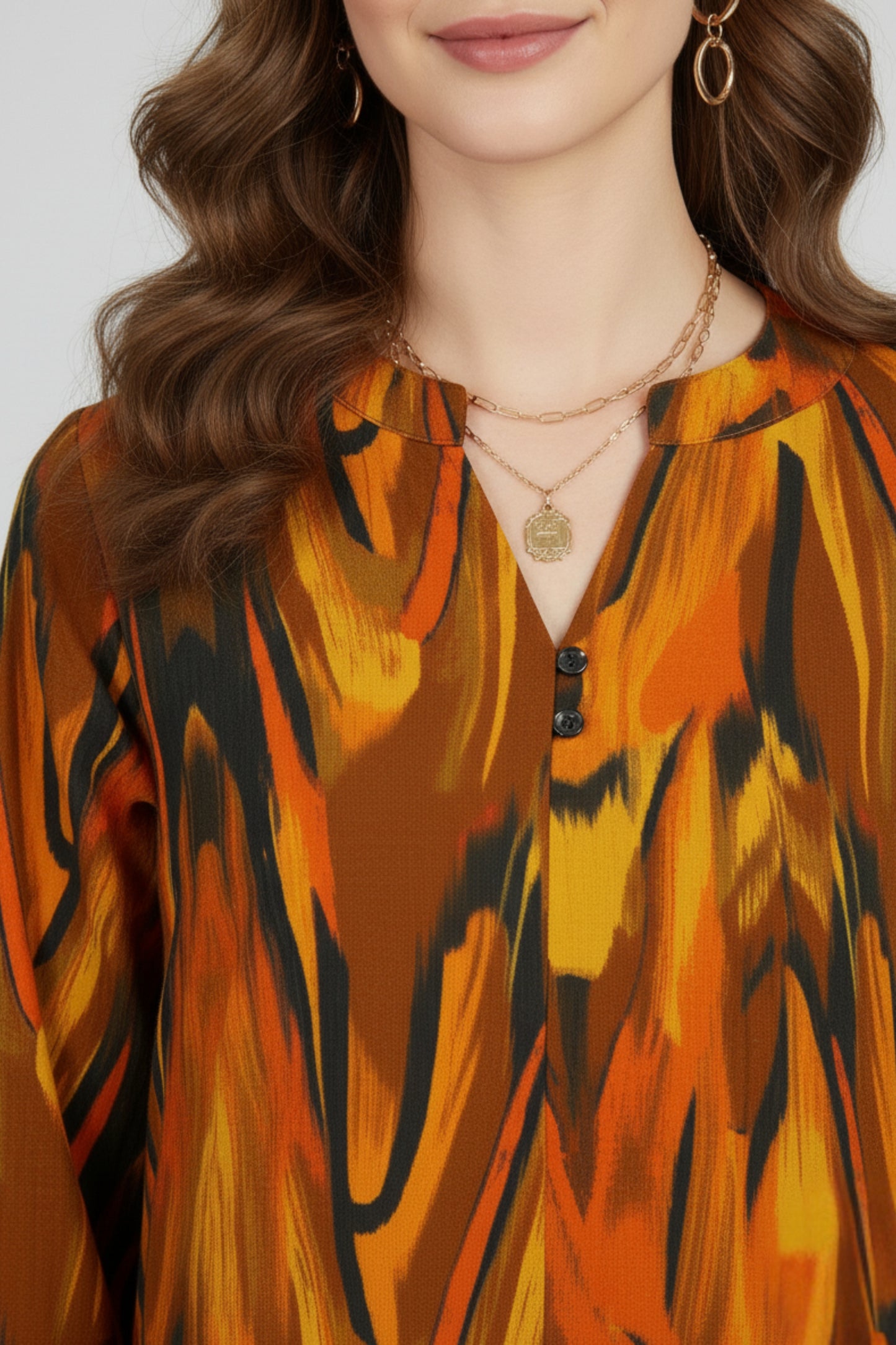 Multicolor Brushstroke Print Tunic