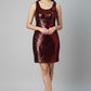 Red Sequin Midi Cocktail Dress