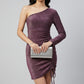 Wine One-Shoulder Lurex Party Dress