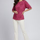 Floral Printed Round Neck Top – Maroon | Viscose Blend