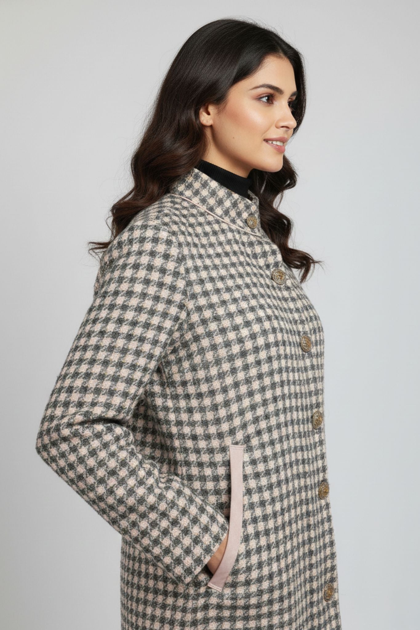 Pink Checked Longline Jacket