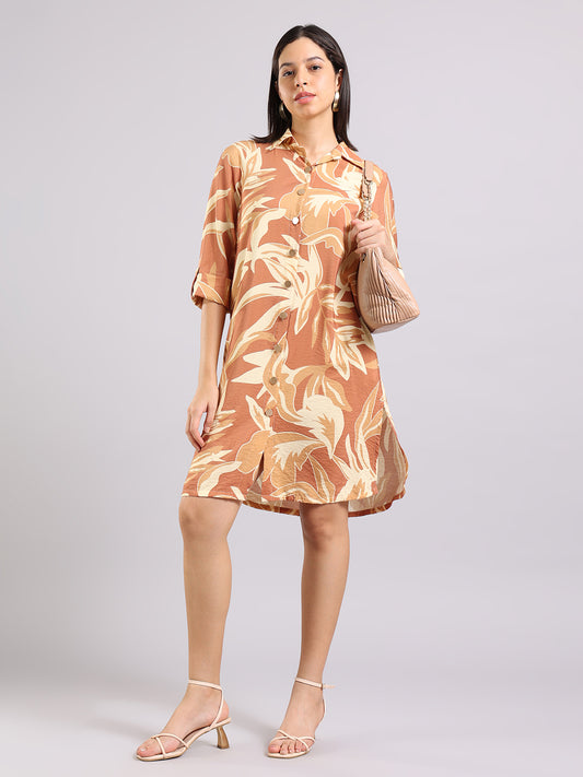 Tropical Sand Long Shirt Dress