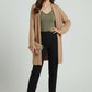 Dark Beige Ribbed Open Shrug