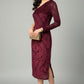 Velvet Burnout One-Shoulder Maroon Midi Dress