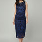Velvet Burnout Blue Bodycon Midi Dress