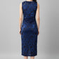 Velvet Burnout Blue Bodycon Midi Dress