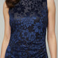 Velvet Burnout Blue Bodycon Midi Dress
