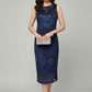 Velvet Burnout Blue Bodycon Midi Dress