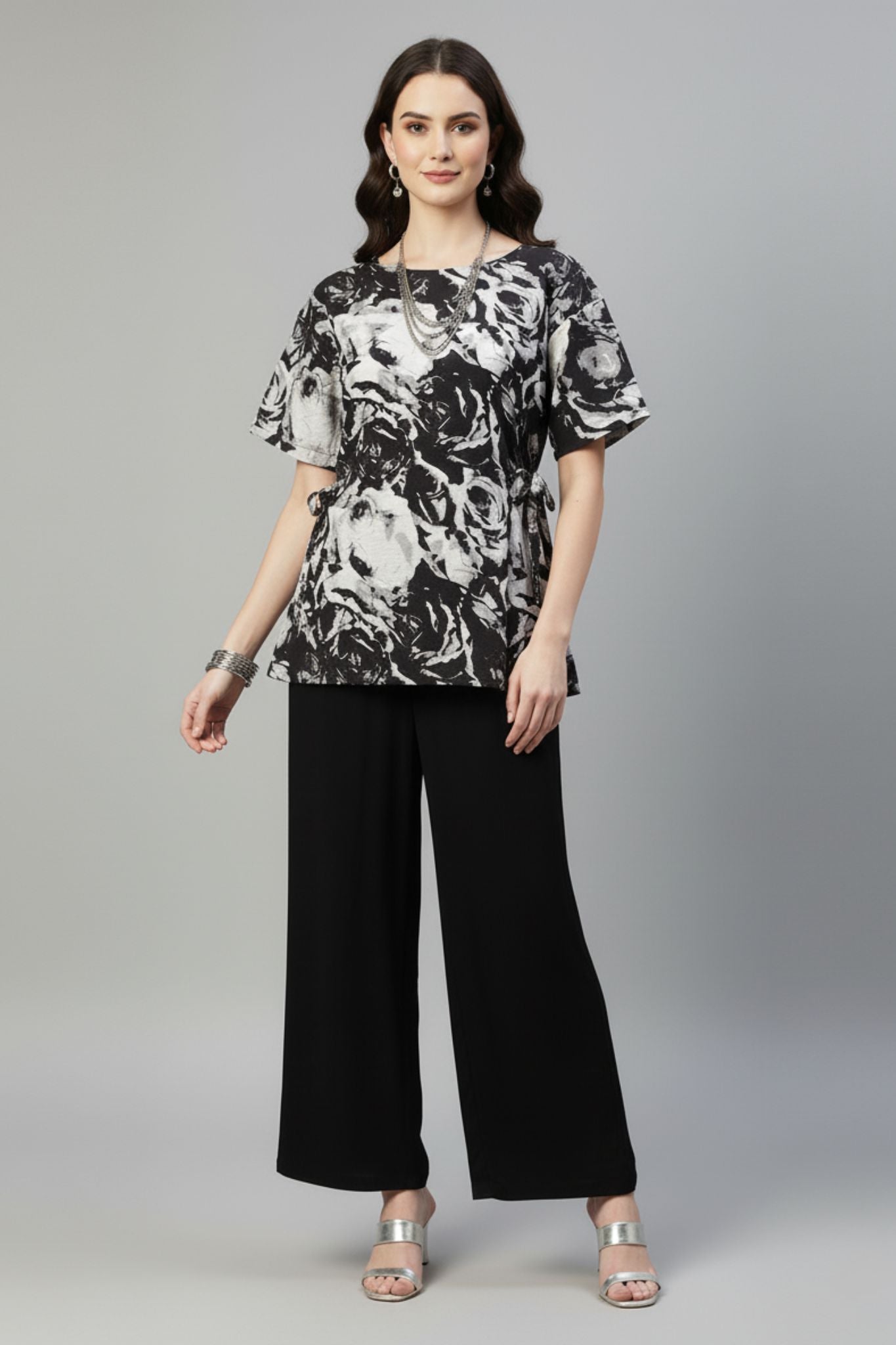 Rose Swirl Side-Tie Top