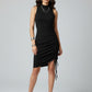 Modal Black Tie-Up Midi Dress