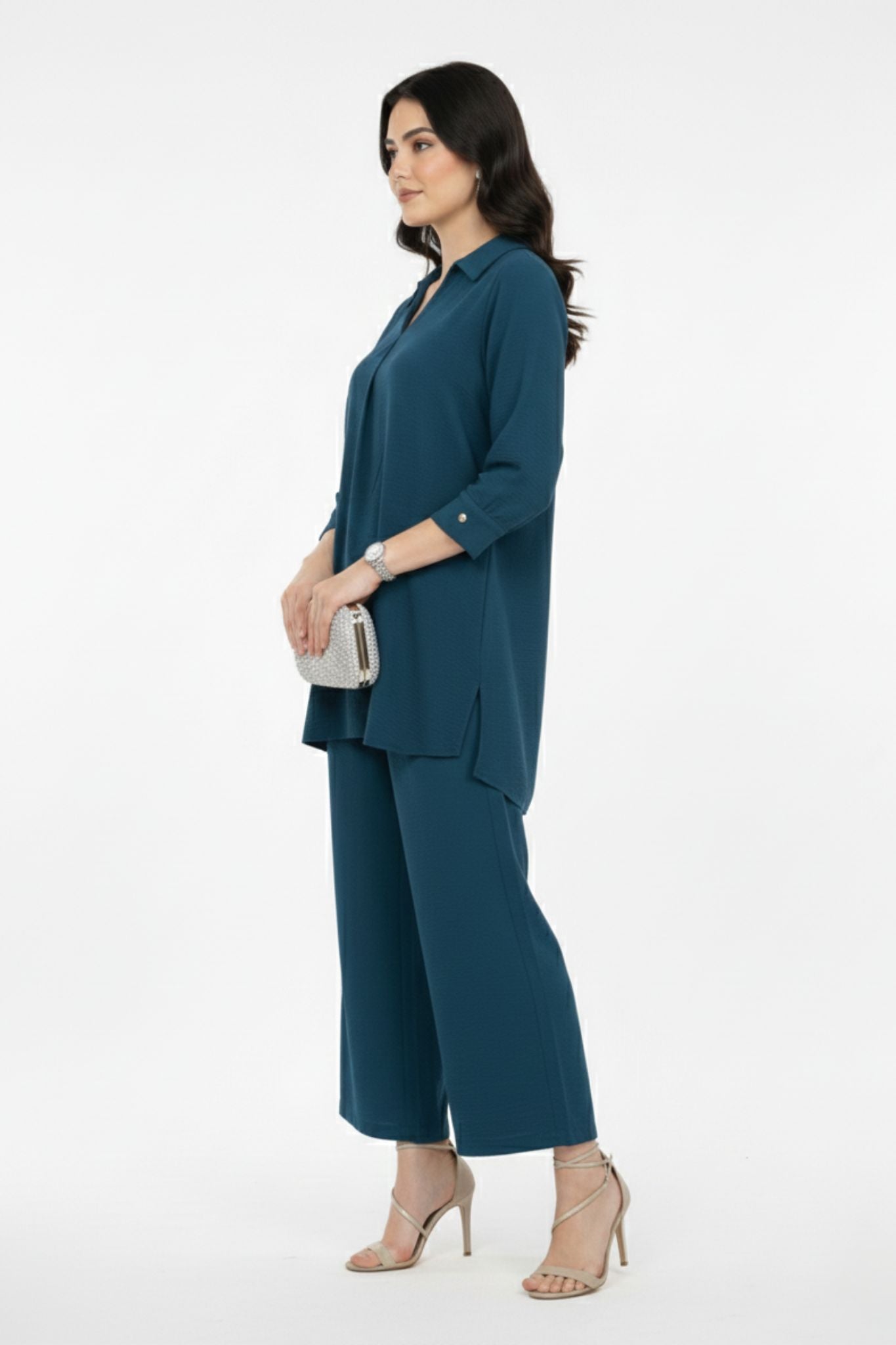 Modern Minimal Co-Ord Set - Teal | Polyester