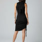 Modal Black Tie-Up Midi Dress