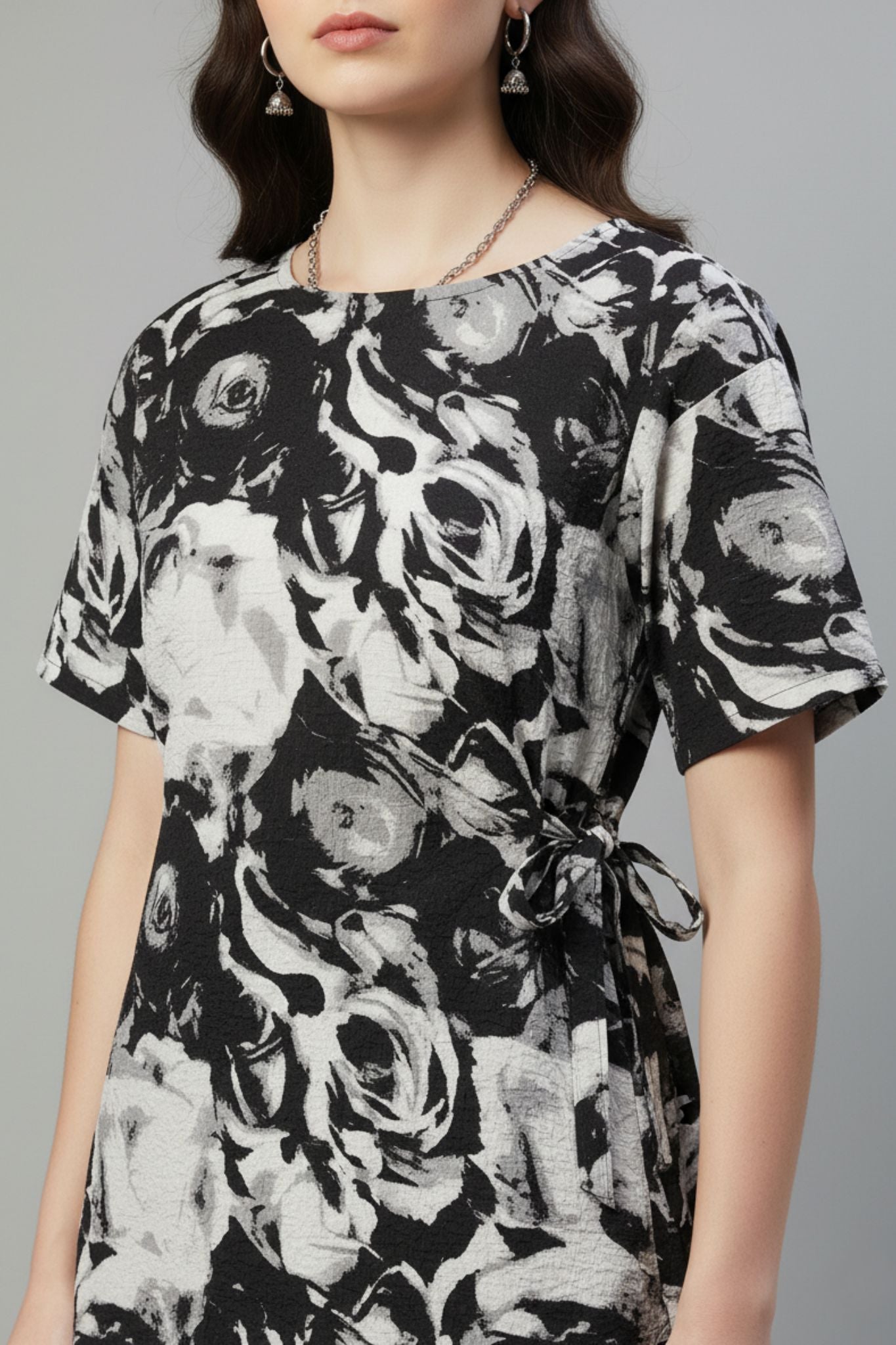 Rose Swirl Side-Tie Top