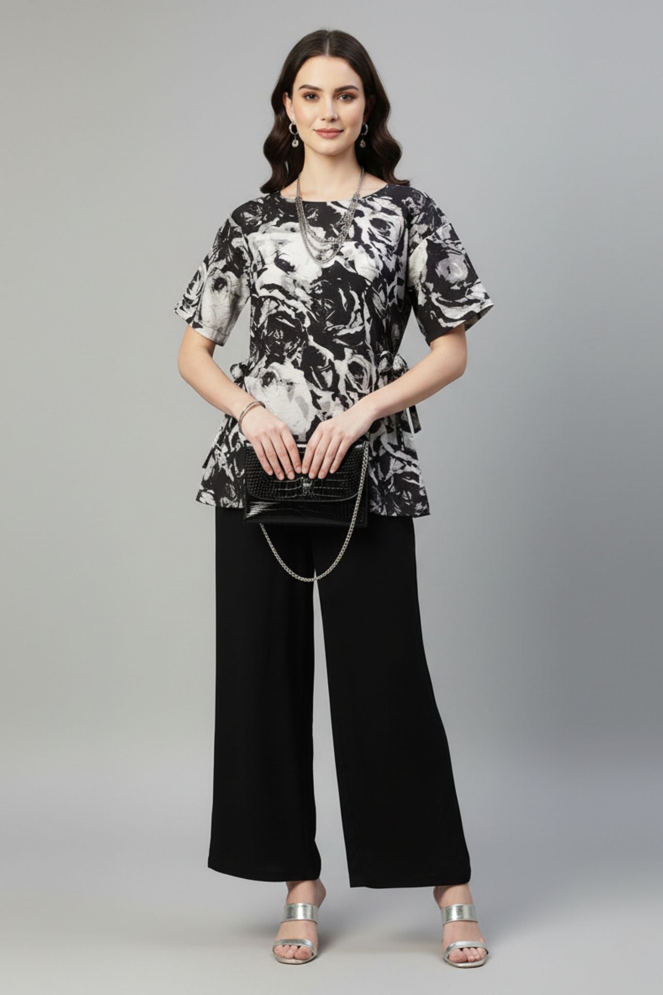 Rose Swirl Side-Tie Top