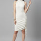 Modal White Ruched Midi Dress