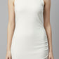 Modal White Ruched Midi Dress
