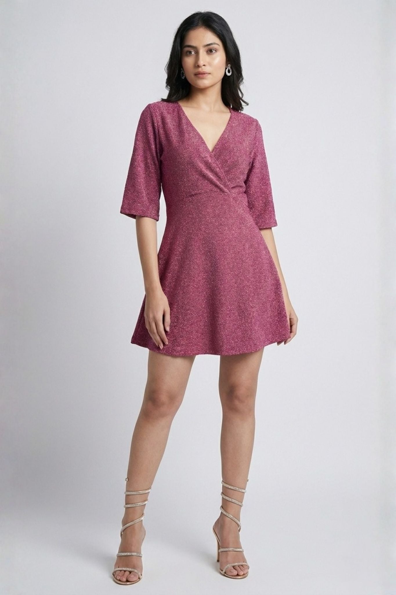Pink Lurex Shimmer Mini Dress
