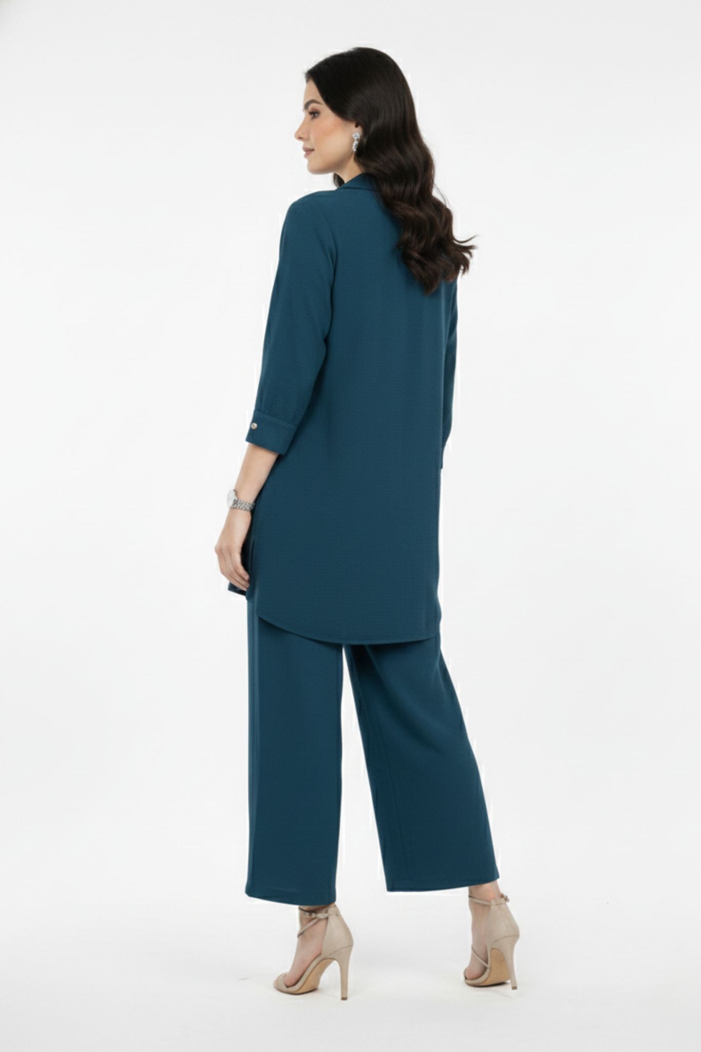 Modern Minimal Co-Ord Set - Teal | Polyester