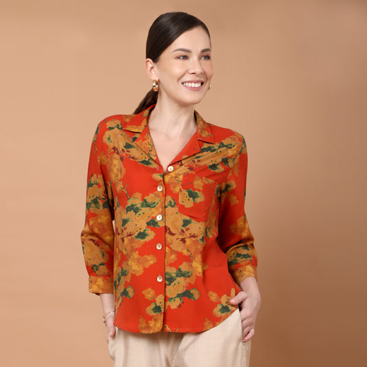 flora lapel collared top