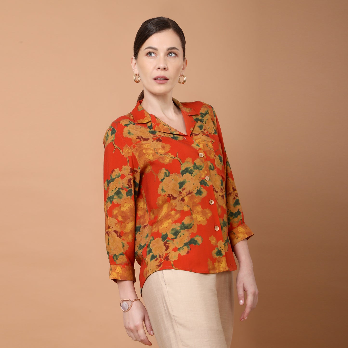 flora lapel collared top