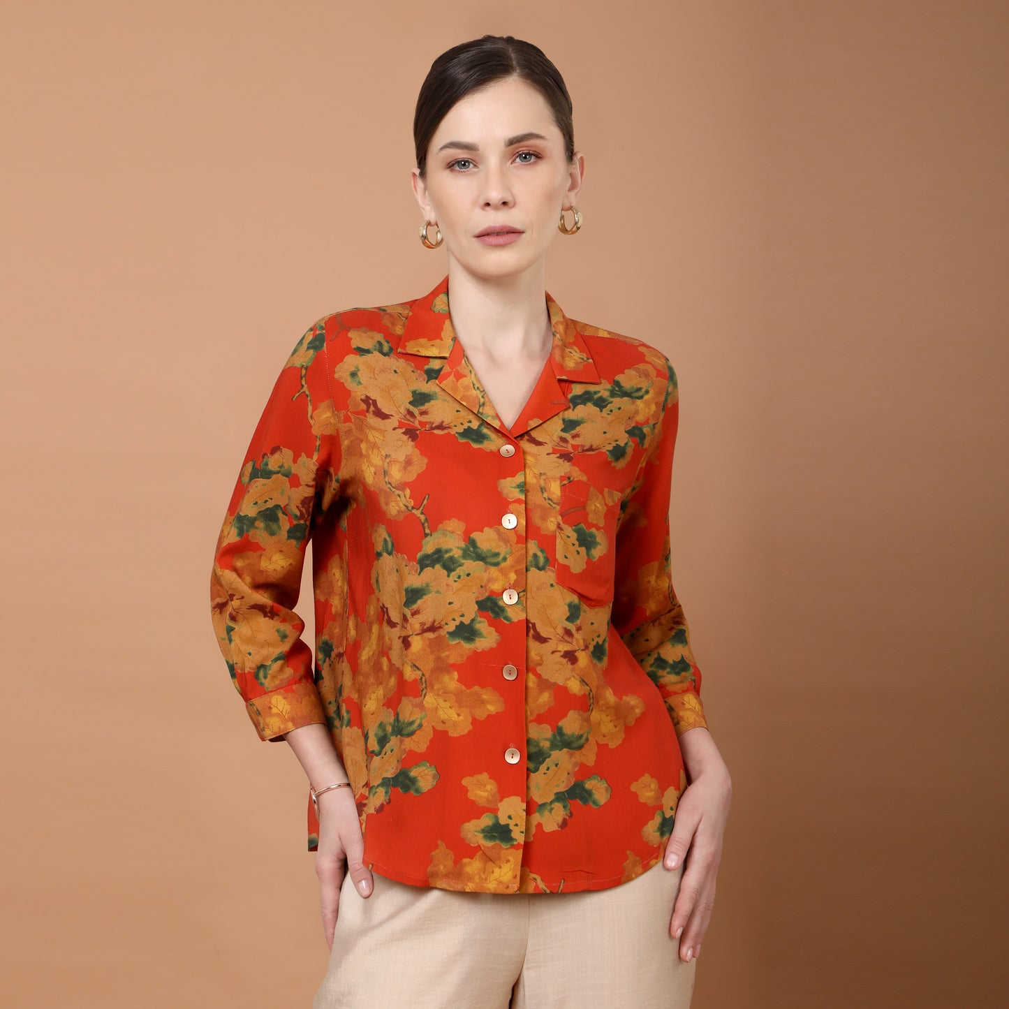 flora lapel collared top