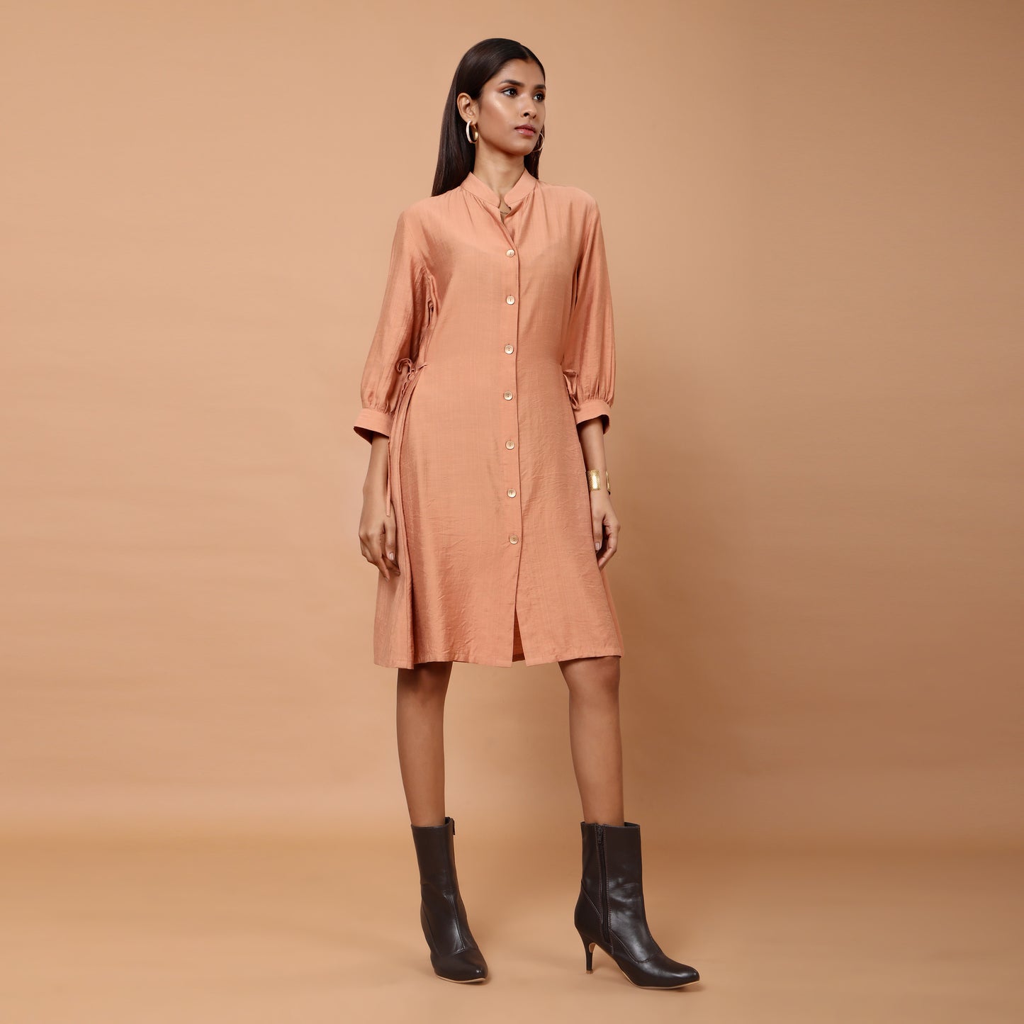 Kiko solid side tie up dress