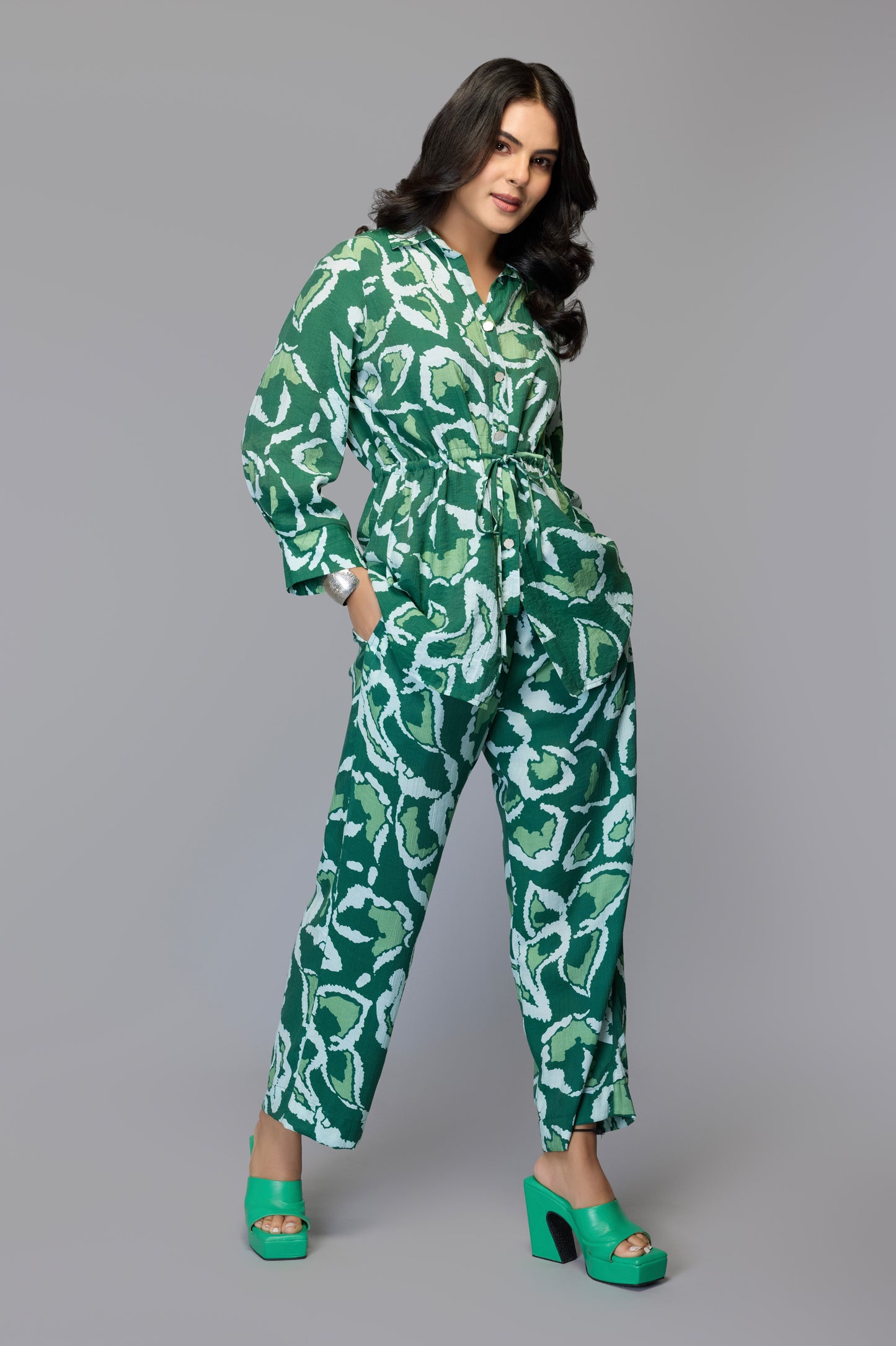 Vibrant Leaf Print Co-Ord Set