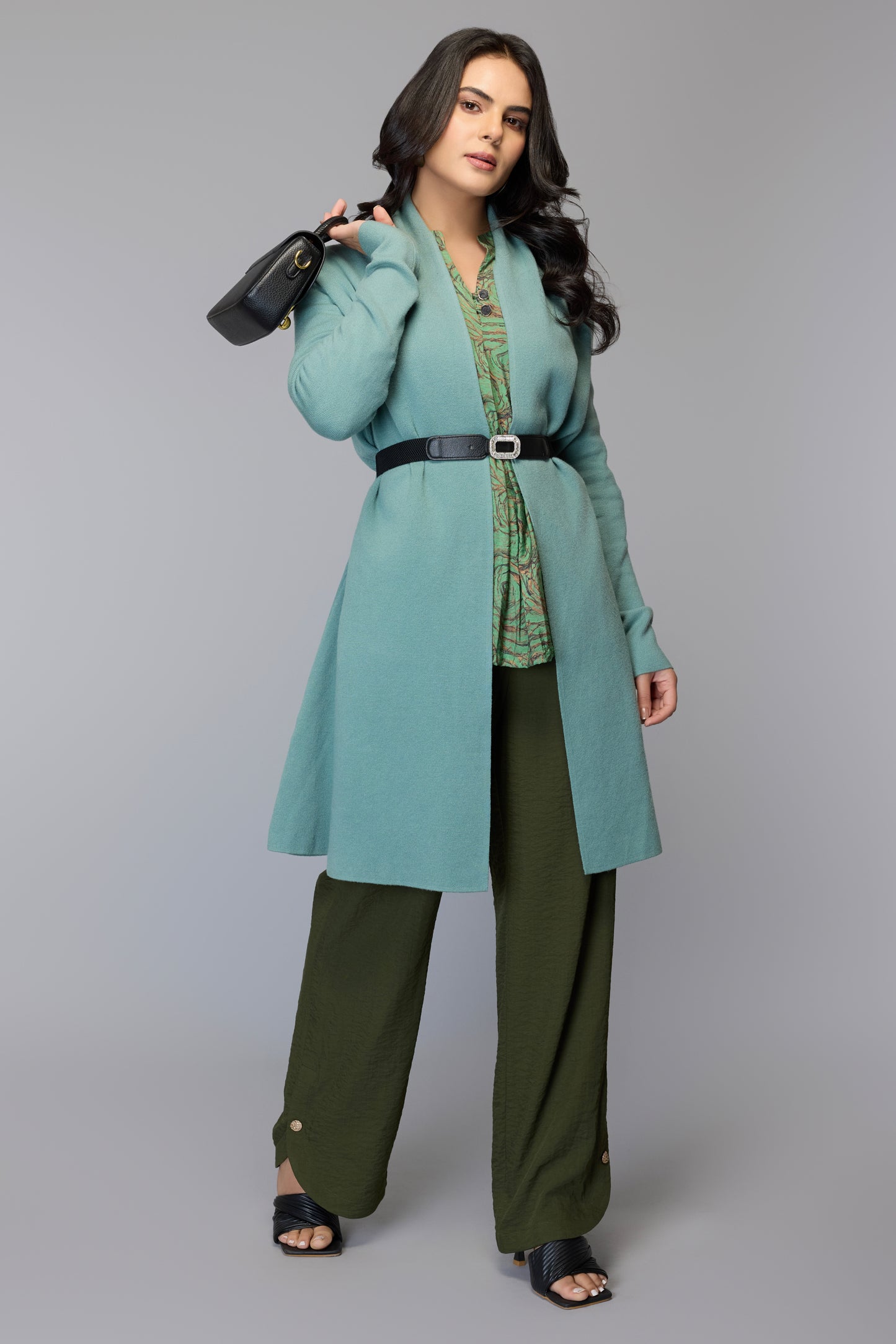 The Cinched Grace Sweater - Sage