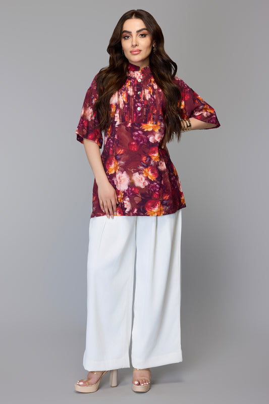 Elegant Floral Print Tunic