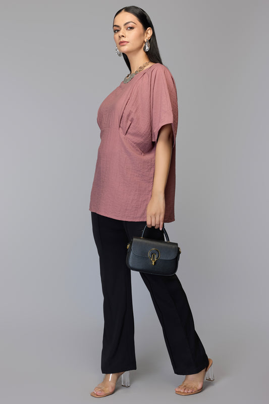 Maroon Minimal Relaxed Tunic Top
