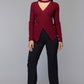 Ribbed Wrap Knit Sweater - Maroon