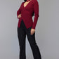 Ribbed Wrap Knit Sweater - Maroon
