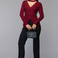 Ribbed Wrap Knit Sweater - Maroon