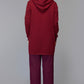 Hooded Embellished Longline Cardigan - Maroon