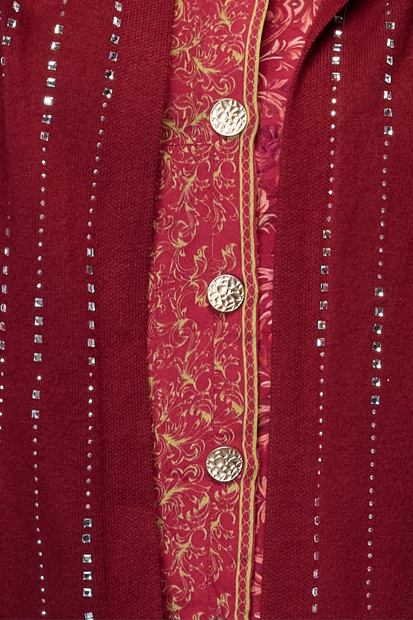 Hooded Embellished Longline Cardigan - Maroon