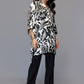 Women's Black & White Floral Print Tunic