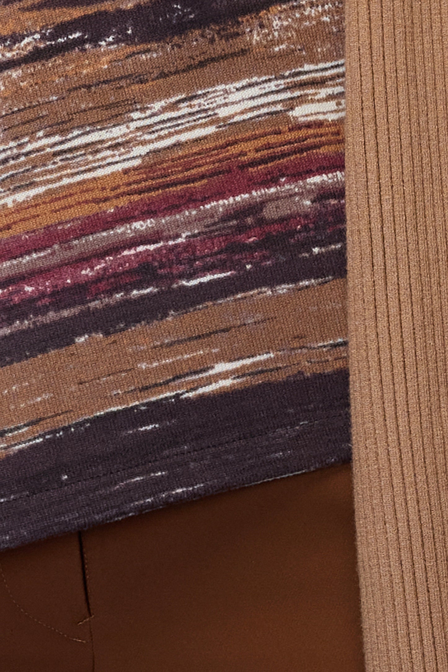 Longline Knit Sweater with Draped Hem - Rust