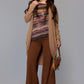 Longline Knit Sweater with Draped Hem - Rust