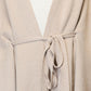 Belted Cape Sweater with Flared Hem - Beige