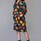 Black Leaf Print Knee-Length Dress