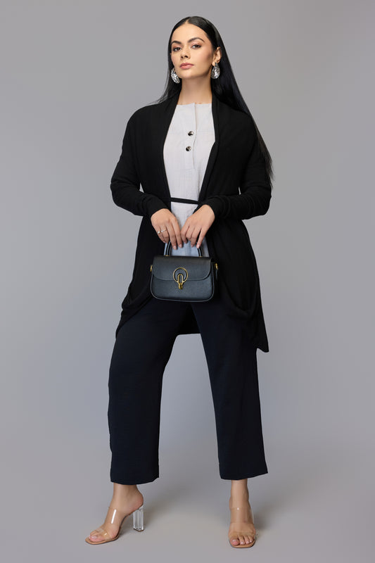 Versatile Belted Knitwear - Black