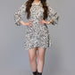 Abstract Print Flared Sleeve Dress