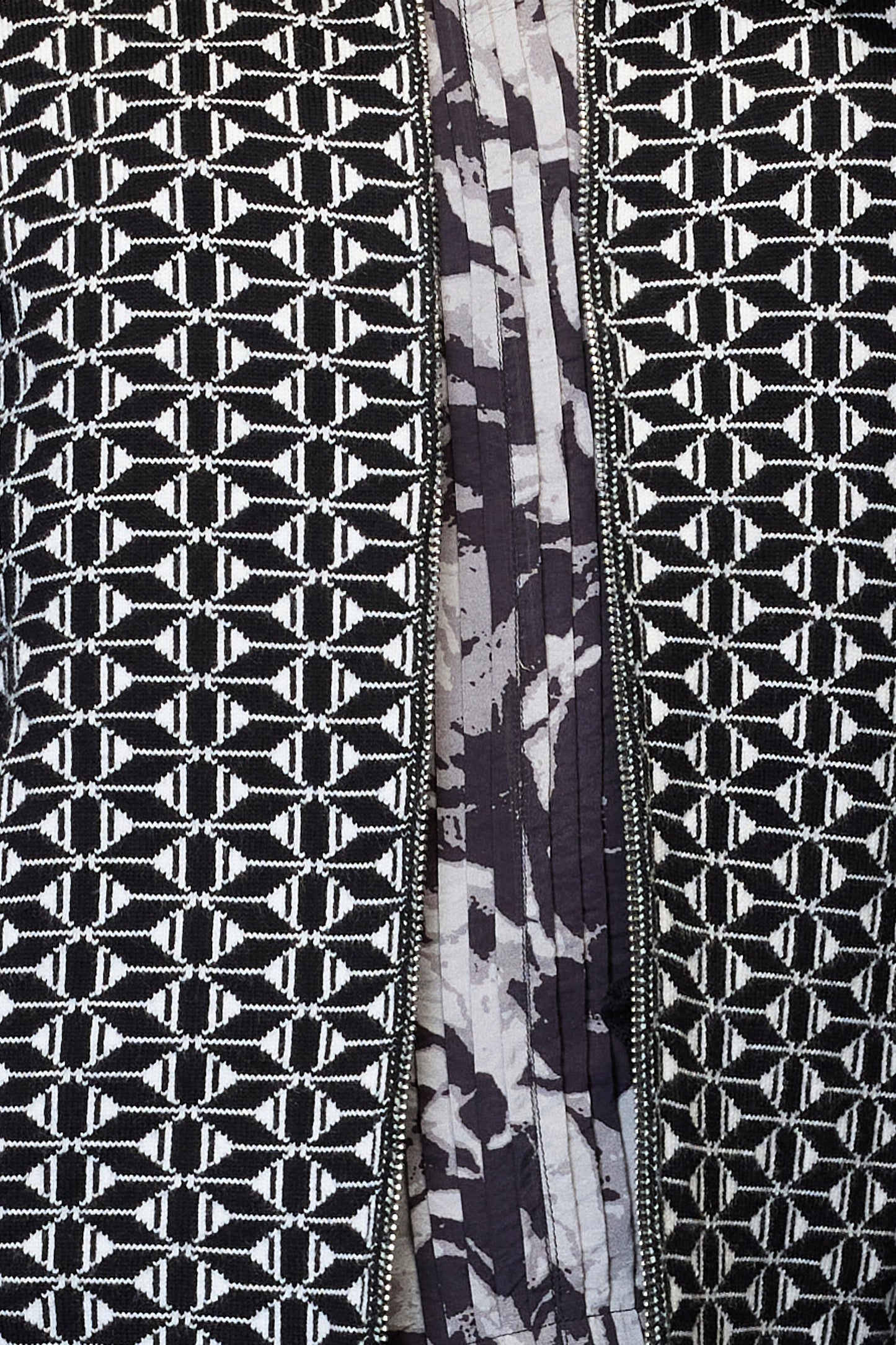 Geo Knit Zip-Front Sweater